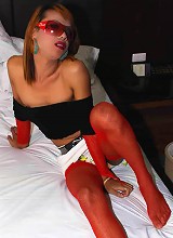 Ladyboy In Red Thigh High Stockings